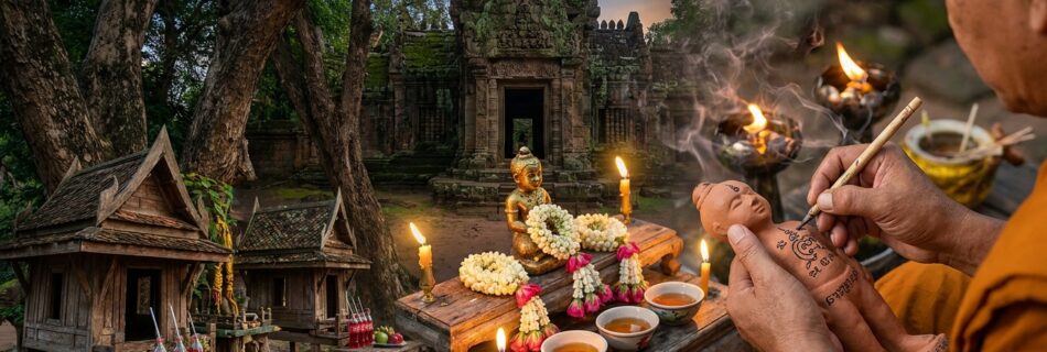 Kumarn Tong Statue auf einem thailändischen Altar
