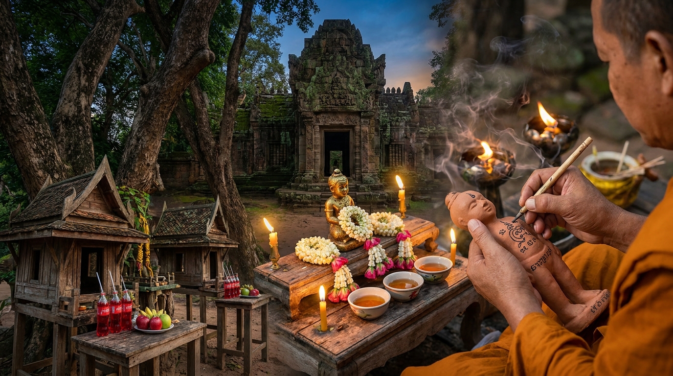 Kumarn Tong Statue auf einem thailändischen Altar
